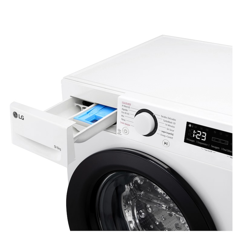 LG Máquina de lavar e secar roupa LG F4DR509S6W, 9/6 kg, eficiência energética A-10%/D, 1400 r.p.m., AI DD™, Steam™, branco, F4DR509S6W